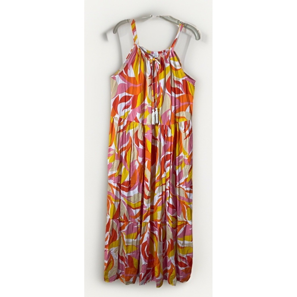 Goa Beachwear by‎ Japna Tropical Floral Maxi Dress - Size Large Pockets Resort